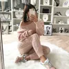 Fashion- Designer Women Sweaters Sets Crew Neck Long Sleeve Spring Ladies Knit Suits Casual Female Two Piece Sets
