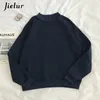 Jielur 9 Colori Rosa Verde O-Collo Con Cappuccio Autunno Inverno Pullover Felpa Femminile di Colore Puro Allentato Tuta M-XXL 220308