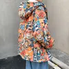 Mäns Down Parkas Men Woolen Full Print Hop Winter Jacket 2021 Mens Harajuku Graffiti Coats Man Koreanska Fashions Chic Oversize Windbreaker