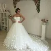 Modest Plus Size Collo a cuore Pizzo Perline Wedding Growns 3D-Appliques floreali Robe De Mariee Custom Made