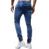 Män jeans män mode elastisk lös för unga långa byxor casual manlig rak stråle fötter byxor224d