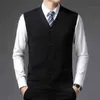 Mens Sleeveless Sweater Vest Winter Fashion Slim Men Knitted Vests Bussiness Casual Solid Color Male Waistcoat Wool Clothing 211221