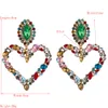 Marque de mode Boucles d'oreilles pendantes Iced Out Bijoux Dangles Bling Strass Classy Lady Big Statement Street Party Baroque Heart Boucle d'oreille pour les femmes