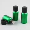 Essential Oil Perfume Sample Bottle Aromatherapy 15ML 20ML Black Cap with Plug Paint Green Glass Container 12pcs