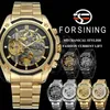 Forsining Automático Mechanical Men Wristwatch Sport Military Relógio masculino Top Brand Luxo Esqueleto de Aço Negro Novo Homem Relógio 8130 Y4399064