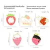 Sweet Cartoon Cute Fruit Enamel Pins Colors Fashion Strawberry Cat Rabbit Brooches For Women Jewelry Lapel Pins Clothes Bags