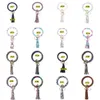 Flera stilar Sun Flower Tie-färgad läderfönster Tassels armband Keychain Wristlet Armband Tassel Keychain Round Bangle Key Ring GGE1829