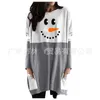 Bonhomme de neige manches longues mignon poche grande taille femmes longue mode impression fête t-shirt noël 2020 24lh K2