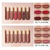 HANDAIYAN MATT LIP GLOSS SET 6 stycken Rose Liquid Lipstick Waterproof Non-Stick Cup Långvarig makeup Lipgloss Set