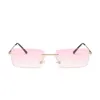 Petites lunettes de soleil rectangulaires pour femmes, nuances grises et roses, Vintage des années 90, carrées sans bords, unisexes, UV400282t, 2020