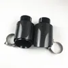 A pair Glossy Carbon Black Stainless Steel Universal Muffler Akrapovic Exhaust End Tips Auto Car Cover Styling1090497