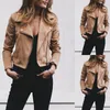 Women's Jackets Spring Autumn Women Jacket Vintage Zipper Chic Lapel Faux Suede Leather Ladies PU Motor Biker Coat