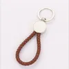 Sublimazione Blank Blank Shaped Keychain Favore Pelle intrecciata Testa Testa Corda Circolo FAI DA TE Photo Chiave Pendente Mini Regalo di Natale RRD13279