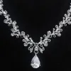 Brudtillbehör 2021 Silver Crystal Bridal smycken sätter halsband örhängen krona bröllop smycken tillbehör jul present2786789
