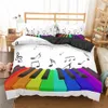 Homesky Bedding Set Piano Keyboard Music Note Duvet Cover Queen Size Bed Linne Comforter 100% Mikrofiber Sängkläder C0223