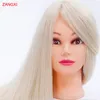 Mannequin Heads med 70 blond vitt mänskligt hårfrisörhuvud kan krulla järntångar frisyrdockor head2026149