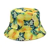 2022 Sommarfiskare hatt Panama Sun Hattar för kvinnor Män Hip Hop Caps Fashion Fruit Print Reversible Bucket Hat G220311