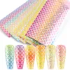 10 adet Mermaid Tırnak Folyolar Degrade Balık Ölçeği Nail Art Süslemeleri Holografik Yapışkanlı Kağıt Renkli Tasarım Manikür için LE9114
