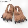 FAYUEKEY Winter Home Warm Paw Plush Slippers For Women Men Kids Cotton Soft Funny Animal Hallowmas Monster Claw Floor Shoes Y201026