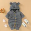 2021 Lente Nieuwe Baby Romper Breien Waffee Lange Mouw Open Stitch Katoenen Jumpsuits Met Capuchon Meisjes Jongens Babykleertjes E56328330045765478