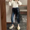 Dames Jeans Hoge Taille Vrouw Mesh Patchwork Street Style Denim Broek Katoen Vintage Washed Boyfriend 20211