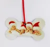 150pcs Noel dekorasyonları süblimasyon mdf çift köpek kemik şekli kolye sıcak transfer baskısı