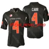 NCAA College Fresno State Football Jersey Derek Carr أسود الحجم S-3XL جميع التطريز المخيط