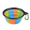 Camouflage Pet Bowl Silicone Collapsible Folding Puppy Dog Bowl med spänne Portable Travel Food Water Feeding Bowls 9 Färger ZCGY183