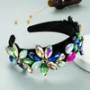Printemps nouveau bandeau à fleurs en cristal multicolore exagéré Floral noir velours bandeau fille fête accessoire de cheveux
