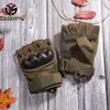 Guantes tácticos Ejército militar Combate Sin dedos Airsoft Tiro Paintball Bicicleta Gear Hard Carbon Knuckle Guantes de medio dedo Y200110