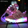 RISRICH Kids LED tennis shoes glowing luminous light up sneakers with on wheels kids baby roller skate shoes for boys girls LJ201202