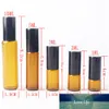 100 pièces 1 ml 2 ml 3 ml 5 ml 10 ml ambre mince verre rouleau sur bouteille échantillon Test huile essentielle flacons de parfum avec rouleau noir boule en métal