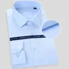 Haute Qualité Non Repassage Hommes Robe Chemise À Manches Longues 2020 Nouveau Solide Homme Plus La Taille Fit Chemises D'affaires Blanc Bleu LJ200925