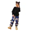 Малыш KPOP хип-хоп одежда Толстовка Топ для печати Грузовые брюки Jogger для девочек Джаз танцевальная одежда для одежды