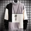 Ny vinter cashmere varm tröja män Turtleneck Mens Pullover Patchwork Slim Fit Tröjor Toppar Stickade Mäns Jul Jumper