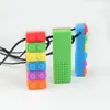 Hot Sale Block Baby Teethers Sensory Chew Necklace Brick Silicone Biting Tand Teethers Toy Rainbow Teether Wholesale