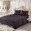 Soft silk fitted sheets sets satin US Twin/Queen /King full sizes solid color Bedding 4pcs/set bedspread bed set sabanas juegos 201113