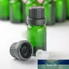 Frascos cuentagotas de vidrio verde de 1/3 Oz y 10ml con cuentagotas euro, tapa negra a prueba de manipulaciones para aceites esenciales, envases cosméticos de aromaterapia