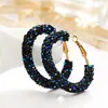 Hoop & Huggie Design Fashion Charm Crystal Earrings Geometric Round Shiny Rhinestone Big Earring Jewelry WomenHoop