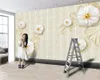Beyaz çiçekler 3d duvar kağıdı 3d duvar kağıdı oturma odası için özel fotoğraf romantik çiçek dekoratif ipek 3d duvar kağıdı