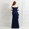 シンプルなクレープ汚れの人魚のイブニングドレスプラスサイズのvestifos de Mujer Largos Elegantes de Fiesta Sexy Slit Prom Gown