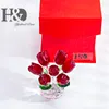 HD Crystal Red Rose Figure Ornament Vårbukett 11 Glas Dröm Blommor Collection Heminredning Paperweight Wedding Gift T200709