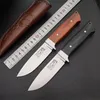 RW Survival Straight Knife D2 Satin Drop Point Blade Full Tang Rosewood Handle Swlades Fixed Blades Couteaux avec Sheat en cuir4490211