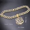 Ciondolo gangster hip-hop ghiacciato 18quot Collana con catena girocollo cubana ghiacciata in zircone pieno di zirconi 2010135570478