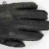 CHING YUN winter hand-stitched men's deerskin gloves deer skin men's warm soft men's black corrugated gloves 70% wool lining Y200110