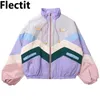 Flectit donna pastello bomber giacca carino ricamo color block spolverino souvenir giacca Sukajan ragazze giapponesi stile Harajuku * T200212