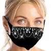 Yaratıcı Tasarımcı Yüz Maskesi Siyah Kakma Kristal Yetişkin Mascherine Güneş Geçirmez Toz Geçirmeleri Açık Ağız Bez Maskeleri 7 11JY L2