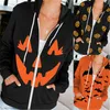 Women Halloween Hoodies Fashion Trend Long Sleeve Cardigan Pumpkin Pattern Hooded Sweater Designer Female Autumn New Zipper Pocket Hoodies