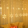 Fengrise Snowflake Lua Star Led Curtain Light Feliz Natal Decoração Para Casa Natal 2020 Xmas Presentes Feliz Ano Novo 2021 LJ201127