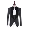 2020 Nya ankomst Groomsmen Shawl Lapel Groom Tuxedos Red White Black Men Suits Wedding Man Blazer Jacket Pants Tie Vest293m